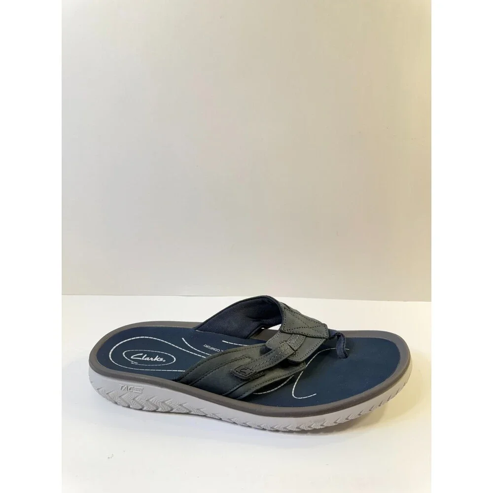 Clarks Mens Sandals Wesley Sun Leather Sandals Navy US 11